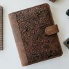 Floral Tooled leather Portfolio, Jr Legal padfolio - Image 1