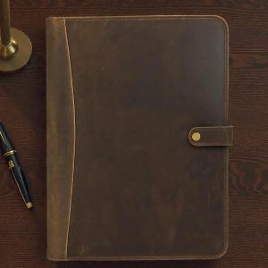 Leather Portfolio Organizer, Resume Document Holder Padfolio, Customizable Document Organiser - Image 1